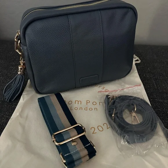 Pom Pom London City Plus bag in slate blue - Picture 1 of 2